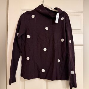 Long Sleeve Top with White Polka Dots
